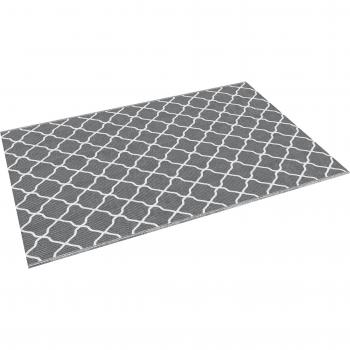 Terrasse & Balkon Outdoor Mat Outsunny – Doppelseitiges Fischernetz, UV‑beständig, 182 × 274 cm, Hellgrau/Weiß