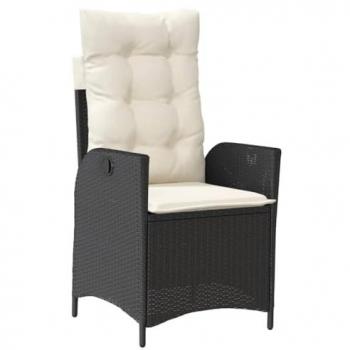 Chaise Inclinable De Jardin Avec Coussins Noir Résine Tressée