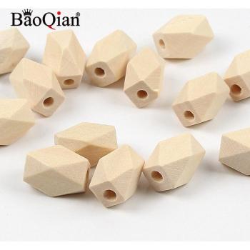 Perles en bois géométriques longues pour enfants, non finies et sans plomb