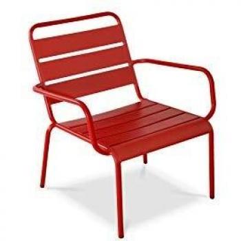 Poltrona Bassa Oviala Relax Giardino Acciaio Rosso