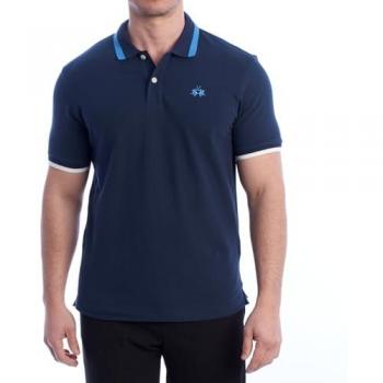 Polo La Martina Bleu Manches Courtes Slim Fit 2 Boutons
