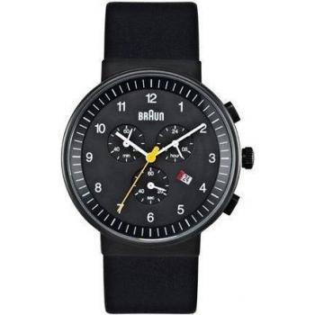 Montre chronographe à quartz Braun 40 mm × 9,3 mm – bracelet cuir noir
