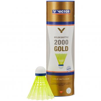 Victor 2000 Nylon Shuttlecocks – Yellow/Blue, 6 per box