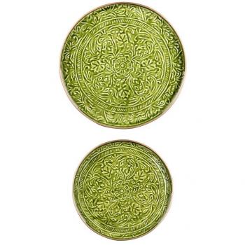 Set de 2 plateaux ronds Tosca vert Table passion