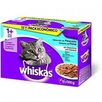 Whiskas Selección Multipack Bolsitas de Comida Húmeda para Gatos Adultos Selección Pescados