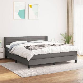 Cama Box Spring con Colchón de Tela Gris Oscuro 180x200 cm