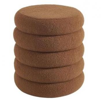 Puf de tela rizada terracota de Vente-unique ECAMBI