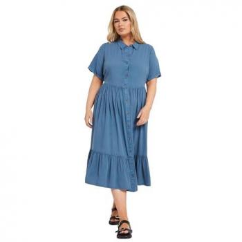 Tenue chemise-robe en chambray bleu marine, modèle Washed