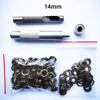 100 Set of Green Bronze Eyelets (4-20mm) with 3 Punch Tools for Leather Crafting and Sewing