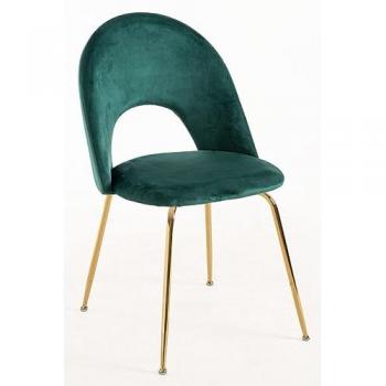 Set de 4 Sillas Dawa Gold en Terciopelo Verde para Comedor
