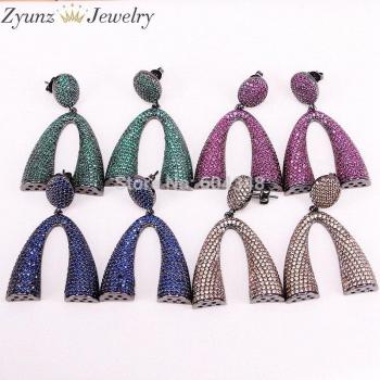 Kit de Capuchons CZ pour Boucles d'Oreilles Multicolores