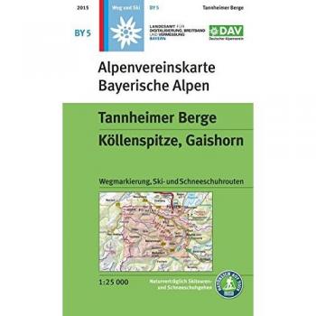 Tannheimer Berge, Köllenspitze, Gaishorn: Topographische Karte mit Wegmarkierungen, Ski