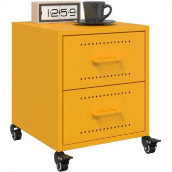 Comodini 2 pz Giallo Senape 36x39x43,5 cm in Acciaio