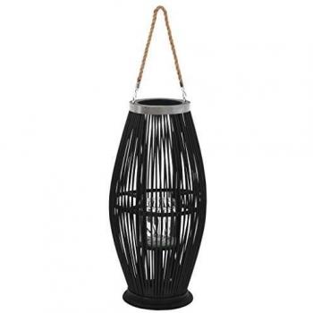 Black Bamboo Candle Lantern Holder