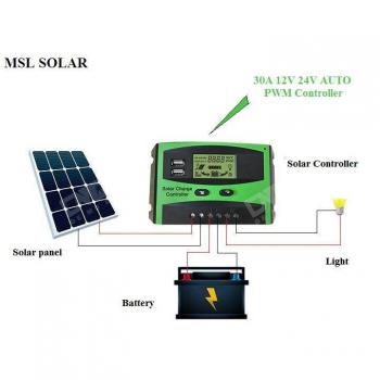 Contrôleur PV 30A 12V 24V avec écran LCD pour systèmes solaires