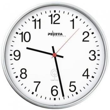 Funk-Wanduhr silber, 250 mm, arabische Zahlen