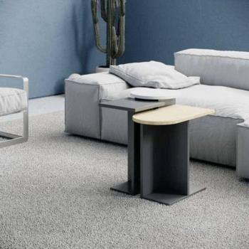 Mesa de centro moderna Tris Mund roble antracita y blanco