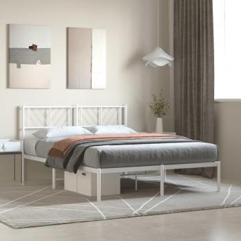 Metal Bed Frame without Mattress with Headboard White 150x200cm Vidaxl