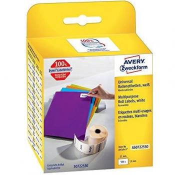Avery Zweckform Removable Roll Label 19 x 51 mm White 500 pcs AS0722550