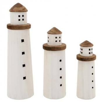 Ensemble de 3 phares en bois