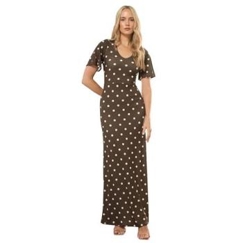 Long Tall Sally Robe longue à manches angélique – couleur marron – UK 14 T