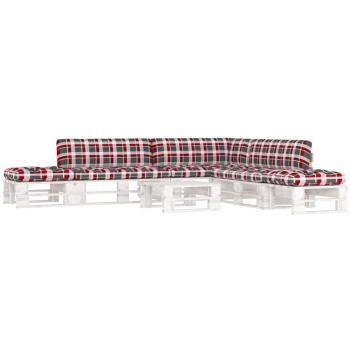 Conjunto Sofás Palet 6 piezas Blanco con Tratamiento de Pino