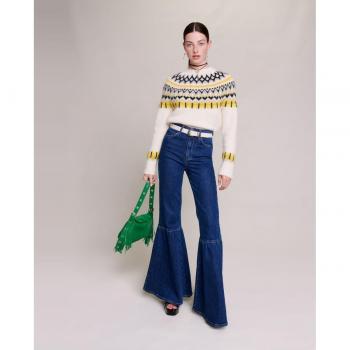 Maje Blue High Rise Flare Leg Jeans