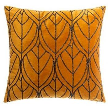 Senfgelbes Samt-Kissen mit Lurex