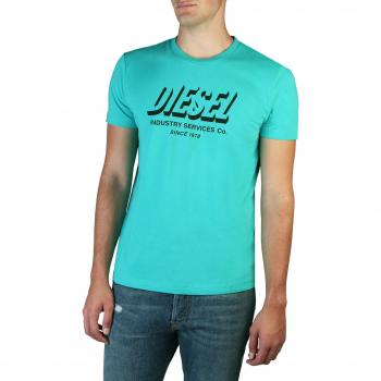Diesel Rundhalsshirt T-Diegos-A5 Türkis Slim Fit Bio Baumwolle