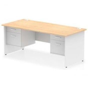 Impulse 1800 x 800mm Office Desk with Maple Top and White Panel End Legs