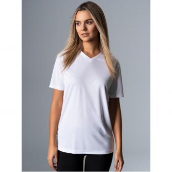 Trigema COOLMAX® V‑Shirt – einfarbiges Damen‑T-Shirt, 100 % Polyester (recycelt)
