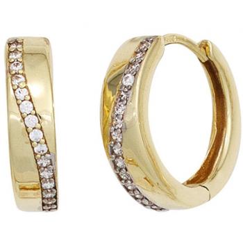 Creolen Rund 333 Gold Gelbgold Zirkonia Ohrringe