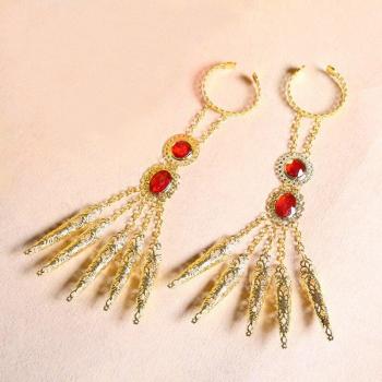 Conjunto de mangas de uñas con pulsera larga de bodhisattva para danza del vientre