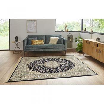 Antik Nain Tufted Rug by Nouristan – Dark Blue & Cream, 135cm × 195cm