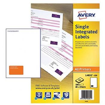 Avery Integrated Label 85x54mm Pack of 100 L4832-100