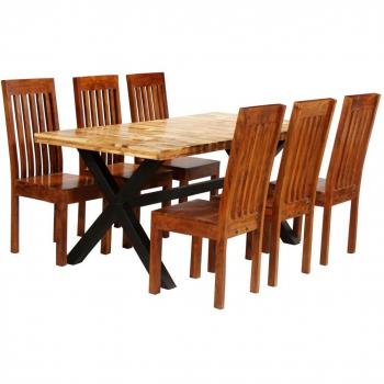 VidaXL 7-Piece Dining Table Set Acacia and Mango Wood