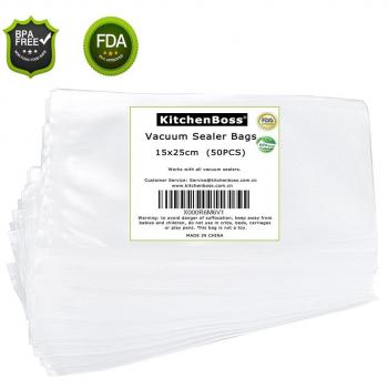 Kommerzielle geprägte Lebensmittelvakuumbeutel 15×25 cm – 50er-Set