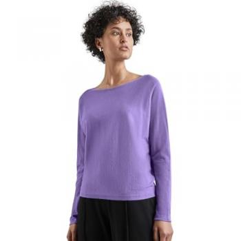 Street One Basic Pullover – Lila, Damen, U-Boot-Halsa, lange Ärmel
