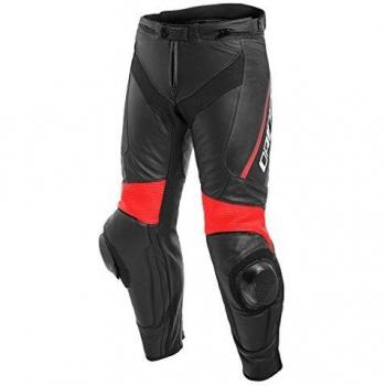 Schwarz/Fluo Rot Dainese Lederhose – Modell Delta 3 Größe 52
