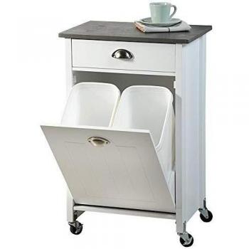 Kesper Kitchen Island on Wheels Grey 50cm W X 37cm D
