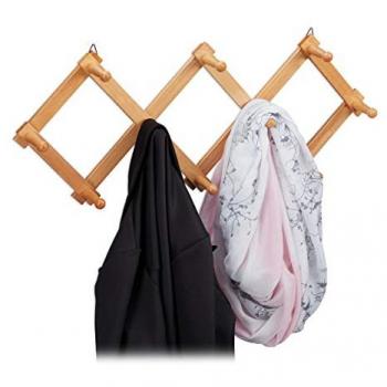 Colgador de Madera para Pared, Diseño Tijera, 10 Ganchos, Extensible