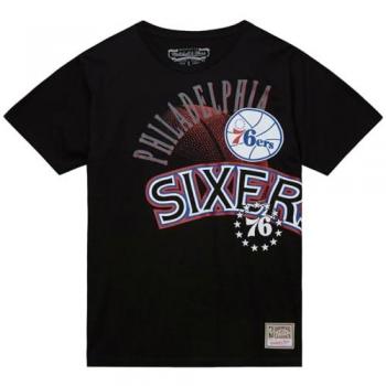 Schwarzes Maxed-Out-Printshirt von Mitchell & Ness – Philadelphia 76ers (Herren XL)