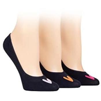 Caroline Gardner Women's 3-Pair Casual Shoe Liner Socks – Navy Hearts (4-8)