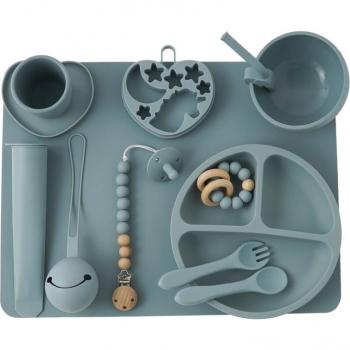 11pcs Kids Tableware Silicone Feeding Set