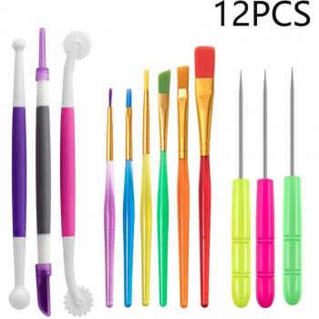 Ensemble bricoleur argile 12 pièces – outils de céramique et nail art