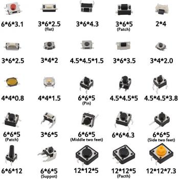 Mini Interruptor SMD DIP 2x4, 3x6, 4x4 y 6x6 – Pack de 25 Tipos para Manualidades