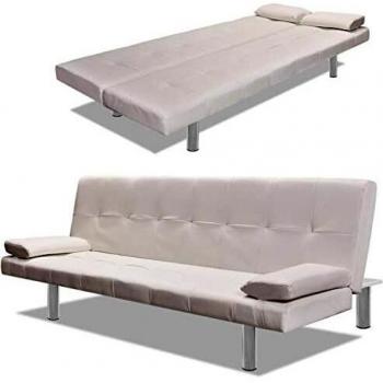 Soft Cream Faux‑Leather Loveseat with 2 Adjustable Cushion Set