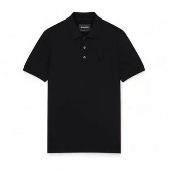 Lyle & Scott Herrenpolo mit Tonalem Aufdruck, Schwarz, M