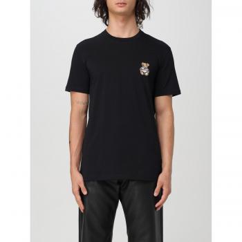 Moschino Black Cotton T-Shirt with Logo