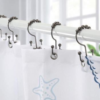 Crochets doubles de rideau de douche en acier inoxydable, antirouille